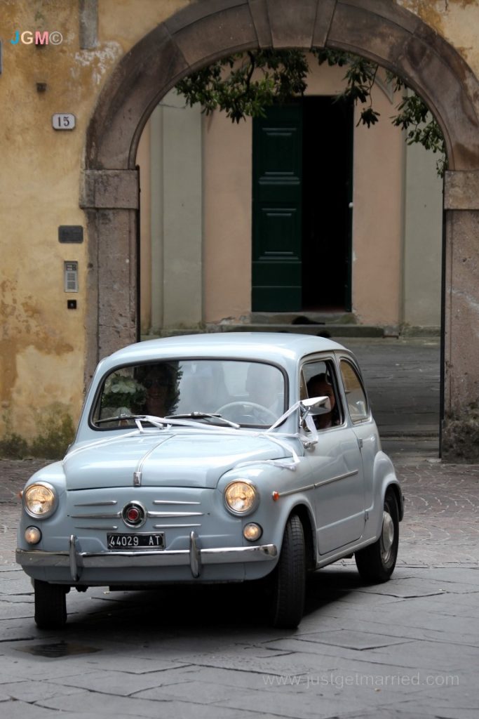 vintage car blue italy weddings