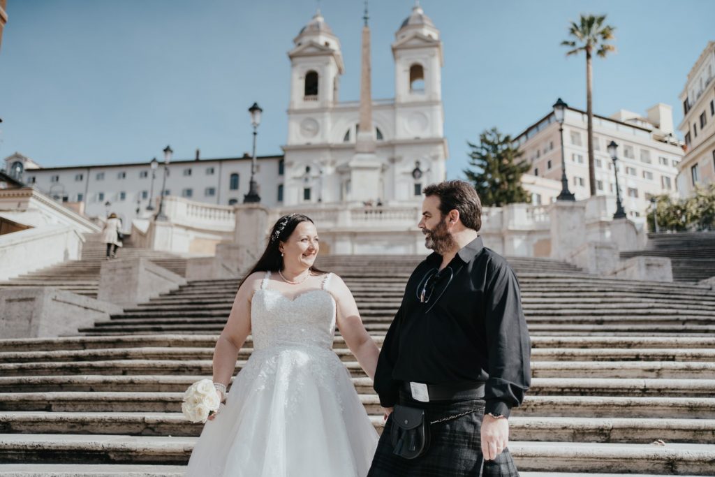 Spanish steps bride and groom rome